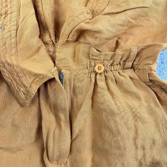 Anthropologie Maeve Luana Romper Women 0 Golden Linen Blend Boho Pockets NO BELT - Picture 7 of 16